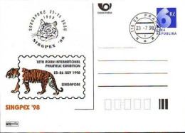 CDV A 34 Czech Republic Singapore Tiger 1998 - Big Cats (cats Of Prey)