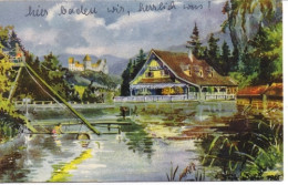 Postkarte. Badesee Mit Café - Restaurant. Blick Gegen Füssen Von Füssen - Non Classés