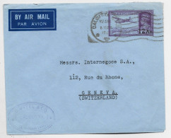 INDIA POSTAGE 12AS ENTIER ENVELOPPE COVER AIR MAIL CALCUTTA 1947 TO SUISSE - 1936-47 Koning George VI