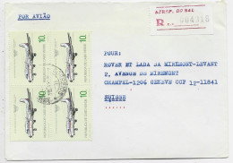 CAPO VERDE 10C AVION BLOC DE 4 LETTRE COVER REC AVIAO DO SAL 1984 TO SUISSE - Islas De Cabo Verde