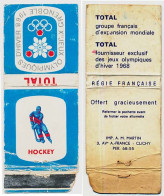 Pochette D'allumette Vidée TOTAL BLEU HOCKEY Sur GLACE Xèmes Jeux Olympiques D'Hiver De GRENOBLE 1968 Olympic Games 68 - Luciferdozen