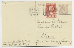 NEDERLAND ENTIER 7 1/2C BRIEF KAART +10C MEC GRAVENHAGUE 9.X.1924 TO SUISSE - Cartas & Documentos