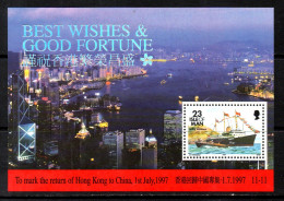 Isle Of Man, MNH, 1997, Michel Bl 30, Return Of Hong Kong To China, Ship - Isola Di Man