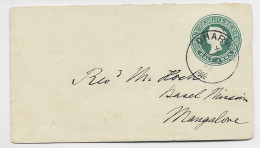 INDIA HALF PENNY ENTIER SMALL COVER DHARWAR 1892 TO MANGALORE - 1882-1901 Keizerrijk