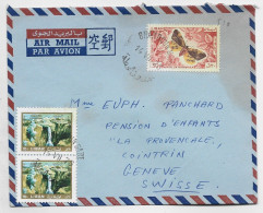 LEBANON LIBAN PAPILLON BUTTERFLY LETTRE COVER AIR MAIL BHAMDOUN 14.VII 1970 TO GENEVE SUISSE - Libano