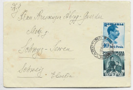 ROMANIA ROUMANIE 10 LEI +2 LEI LETTRE COVER TARUTINO 1940 TO SUISSE - Briefe U. Dokumente