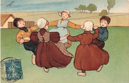 ENFANTS - Dessins D'enfants - Groupe D'enfants Qui Jouent - Carte Postale Ancienne - Kindertekeningen