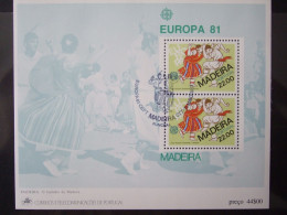 Briefmarkenblock: EUROPA 81, Portugal, Madeira, Ersttagsstempel - 1981