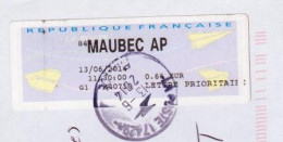 VIGNETTE ETIQUETTE DE GUICHET SUR ENVELOPPE ENTIERE - " 84 MAUBEC AP - G1 840710" (_E496) - 2000 « Avions En Papier »