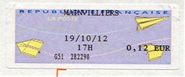 VIGNETTE ETIQUETTE DE GUICHET SUR FRAGMENT - " MAINVILLIERS " (_E454) - 2000 Type « Avions En Papier »