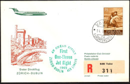 1966 Liechtenstein, Primo Volo First Fly Erste Jet-flug Aer Lingus Zurigo - Dublino, Timbro Di Arrivo - Storia Postale