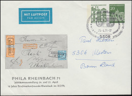 PU 43/1 PHILA Rheinbach 1971, Bauten 15 Pf /BB Tor 20 Pf., SST Rheinbach 25.4.71 - Sobres Privados - Nuevos