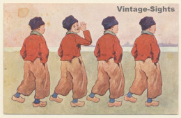Brüder Kohn: Dutch Boys In Traditional Costume / Clogs (Vintage PC ~1900s) - Trachten