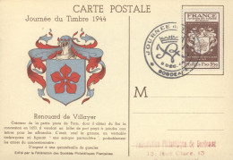 DOCUMENT OFFICIEL "  JOURNEE Du TIMBRE - BORDEAUX 1944 " -  RENOUARD De VILLAYER - ....-1949