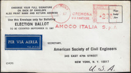 Italie 1967 EMA Amoco. Enveloppe Pour L'envoi De Votes Lors De L'élection Du 15/9/1967, Société D'ingénieurs Civils - Erdöl