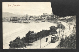 ESPAGNE   " SAN SEBASTIAN "   1908    Animée Tramway - Navarra (Pamplona)