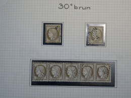 DM 16 FRANCE BELLE PAGE .  BANDE 5X N°56 +CERES 30C BRUN  + VU BEHR .DISPERSION COLLECTION++ - 1849-1876: Classic Period