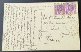 “MARSEILLE A YOKOHAMA 1931” French Ship Mail Cds Scarce On Ceylon Stamps (France Poste Maritime Japan Ppc Cover - Ceylon (...-1947)