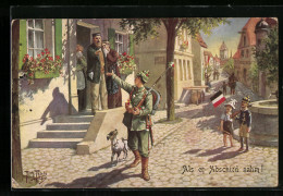Künstler-AK Arthur Thiele: Soldat Beim Abschied Nehmen Von Zu Hause  - Thiele, Arthur