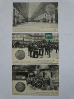 3 Cartes Postales Grève Des Cheminots De L'Ouest Du Nord 1910 F.F. Paris Troupes Militaires 5 Francs Argent - Streiks