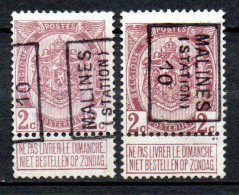 1539 Voorafstempeling Op Nr 82 - MALINES STATION 10 - Positie A & B - Roulettes 1910-19