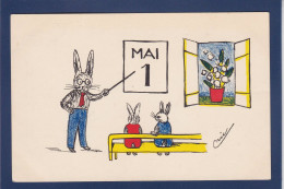 CPA 1 Euro Lapin + école Bunny Prix De Départ 1 Euro écrite - Andere & Zonder Classificatie