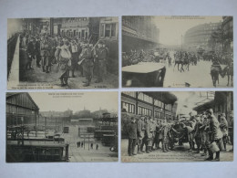 7 Cartes Postales Grève Des Chemins De Fer 1910 A. Taride Paris Grévistes Gares Voies Ferrées Troupes Militaires - Strikes