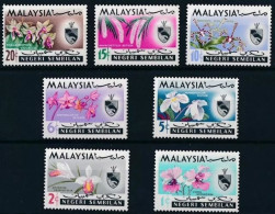 Malaysia Kelantan 1965 Orchids Orchid Flowers Flower Flora Nature Plants Plant Heraldry Coat Of Arms People Stamps MNH - Sellos