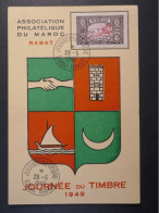 DM 16 MAROC CARTE .1949  RABAT  JOURNEE TIMBRE +AFF. INTERESSANT++++ - Cartas & Documentos