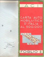 Carte Routière Italie Carta Auto Mobilistica Al 500 000 Touring Club Italiano Foglio 3, Pub AGIP, Mobilier Orma - Roadmaps