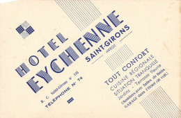 St Girons * Hôtel EYCHENNE * Carte De Visite Ancienne - Saint Girons