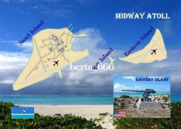 United States Midway Atoll Map New Postcard * Carte Geographique * Landkarte - Midway Islands