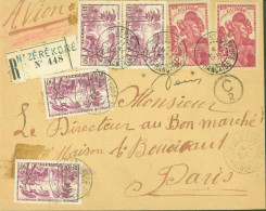 Guinée Recommandé YT N°142 X2 162 X4 Pour Paris CAD Nzérékoré Guinée Française 11 MAI 40 Dos YT 131 X2 Censure C2 - Storia Postale