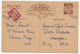 CP Iris Sans Valeur (Interzones) - Taxée à L'arrivée, Réexpédition - Standard Postcards & Stamped On Demand (before 1995)