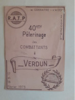 MENU 3 VOLETS 40ème PÈLERINAGE DES COMBATTANTS A VERDUN R.A.T.P. 1973 - Menu