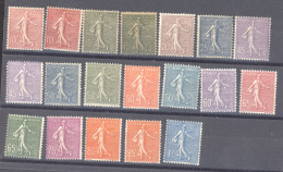 France  :  Yv  129...205  **, *  19 Valeurs - 1903-60 Sower - Ligned