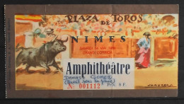 BILLET - CORRIDA - Plaza De Toros - NIMES Dimanche 24 Mai 1969 - Amphitéâtre - Les Noms Des Toreros Sont Indiqués - Eintrittskarten
