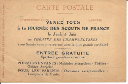 Carte Souple Et Fine Fais Toi Scout De France P. Coze Au Dos Journées Scout France Théatre Champs Elysées Paris 5 Juin - Scoutisme