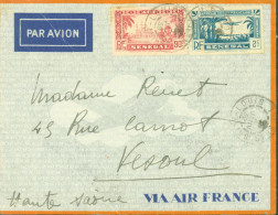 Sénégal Par Avion Via Air France YT Sénégal N°128 + Poste Aérienne N°5 CAD Saint St Louis 2 JANVIER 1939 - Aéreo