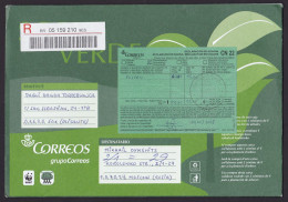 Spain: Registered Stationery Cover To Russia, 2015, CN22 Customs Label, WWF Panda Logo (traces Of Use) - Brieven En Documenten