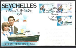 SEYCHELLES. Timbres De 1981 Sur Enveloppe 1er Jour. Mariage Du Prince Charles Et De Lady Di. - Seychellen (1976-...)