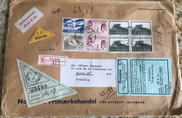 RARE Lettre Recommandée Du Danemark Vers La France Taxée Et Multiples Cachets Droits Douane, Remboursement - Storia Postale