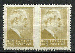 Turkey; 1942 1st Inonu Issue 0.25 K. ERROR "Partially Imperf." - Unused Stamps