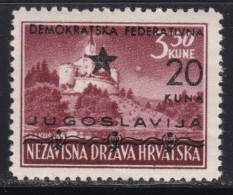 Yugoslavia 1945 Croatia Split, Auxiliary Edition, Value Of HRK 20/3.50, Pair Offset, MNH - Nuovi