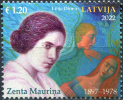 Latvia 2022. Zenta Mauriņa, Writer (MNH OG) Stamp - Lettonie