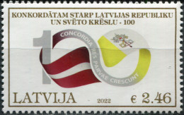 Latvia 2022. 100th Anniversary Of Concordat With The Vatican (MNH OG) Stamp - Lettonia