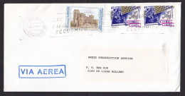Spain: Airmail Cover To Netherlands, 1991, 3 Stamps, Satellite, Space, Europa, Church, Heritage, History (traces Of Use) - Storia Postale