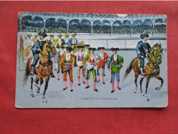 Paseo De Las Cuadrillas.  Bull Fighters. Paper Peel In Stamp Box Backside. Ref 6374 - Corridas