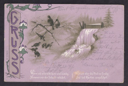 Gruss Aus ... / Wenn Ich Schreibe Kurz Und Bundig... / Year 1899 / Long Line Postcard Circulated, 2 Scans - Saluti Da.../ Gruss Aus...