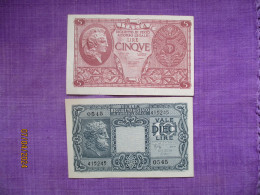 Italia Biglietti Di Stato 5 & 10 Lire 1944 - Italia – Colecciones